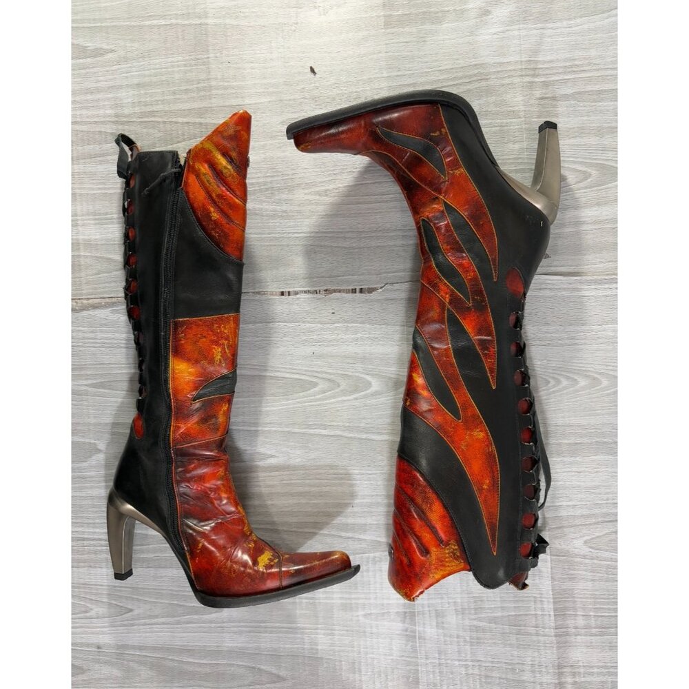 NEW ROCK M9006 flame accent high hell boots size 37 EU 7 US - Picture 5 of 8